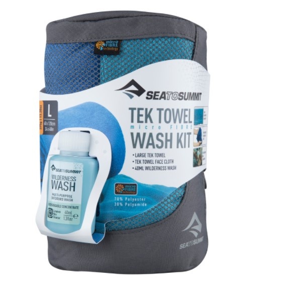 Набір: Рушник з мікрофібри + шампунь Sea To Summit Tek Towel Wash Kit, M - 50х100см, Cobalt Blue (STS ATTKITMCO)